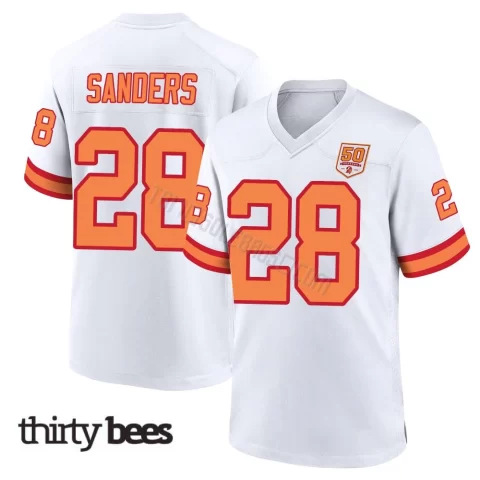 Shilo Sanders ＃28 Tampa Bay Buccaneers Youth Game White '76 50th Season Jersey