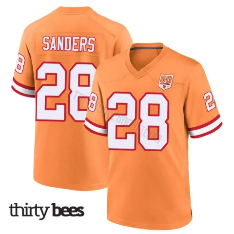 Shilo Sanders ＃28 Tampa Bay Buccaneers Men's Game Cream sicle 50th Season Jersey