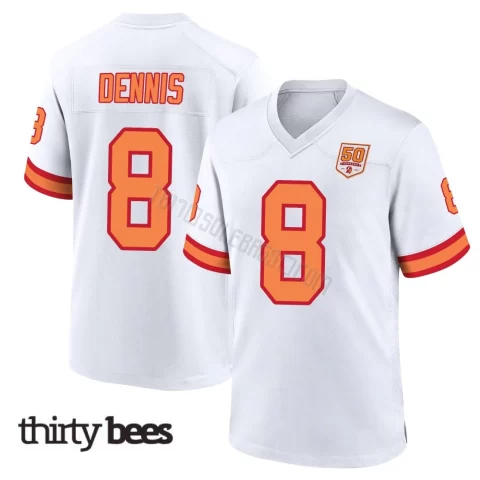 SirVocea Dennis ＃8 Tampa Bay Buccaneers Youth Game White '76 50th Season Jersey