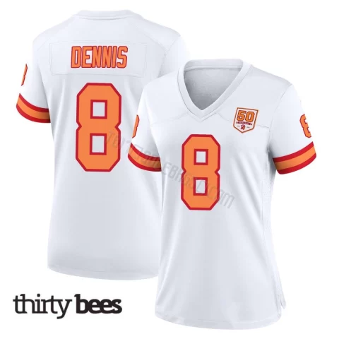 SirVocea Dennis ＃8 Tampa Bay Buccaneers Women's Game White '76 50th Season Jersey