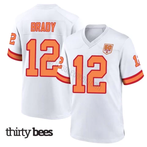 Tom Brady ＃12 Tampa Bay Buccaneers Youth Game White '76 50th Season Jersey
