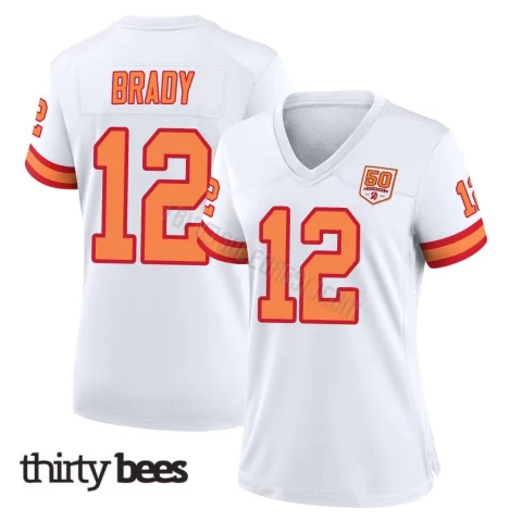 Tom Brady ＃12 Tampa Bay Buccaneers Women's Game White '76 50th Season Jersey