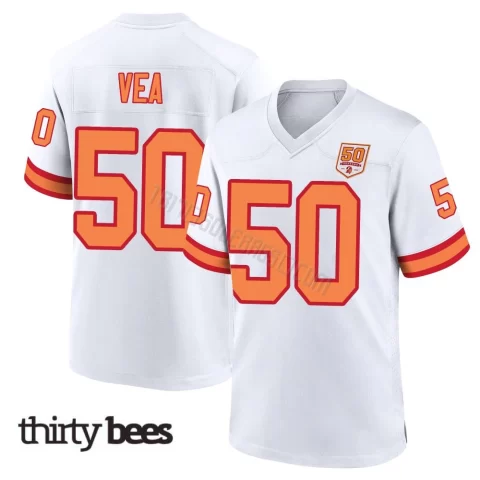 Vita Vea ＃50 Tampa Bay Buccaneers Men's Game White '76 50th Season Jersey