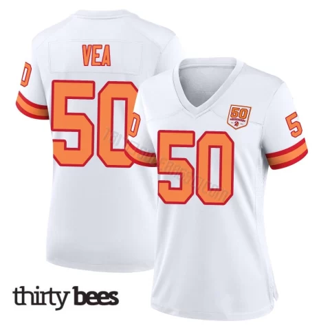 Vita Vea ＃50 Tampa Bay Buccaneers Women's Game White '76 50th Season Jersey