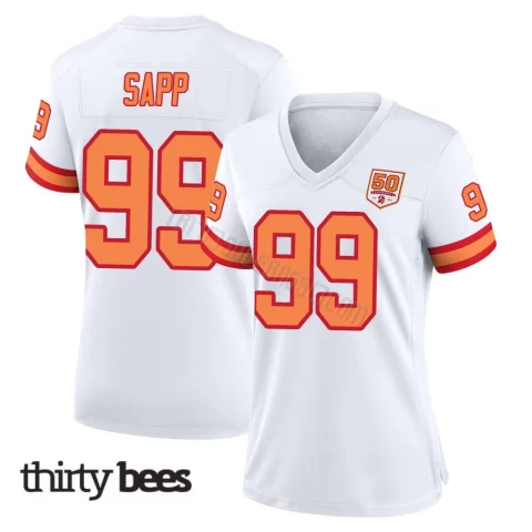 Warren Sapp ＃99 Tampa Bay Buccaneers Women's Game White '76 50th Season Jersey