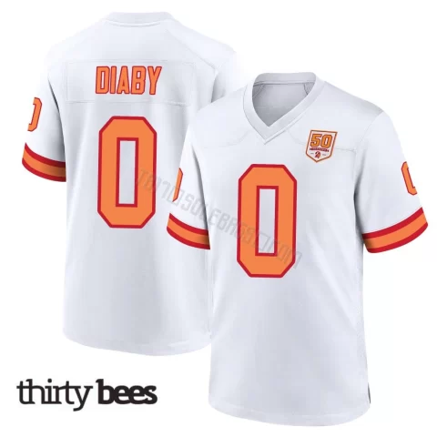 Yaya Diaby ＃0 Tampa Bay Buccaneers Youth Game White '76 50th Season Jersey