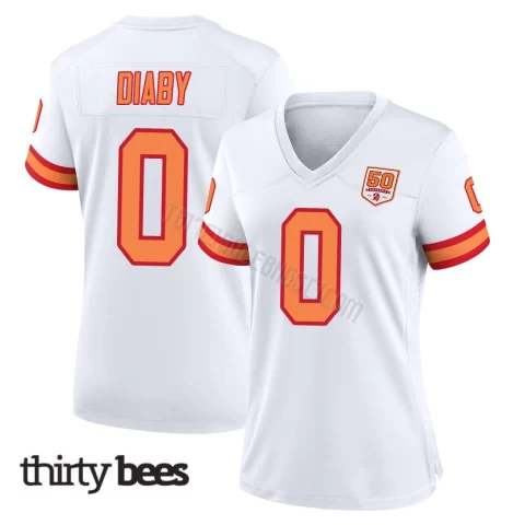 Yaya Diaby ＃0 Tampa Bay Buccaneers Women's Game White '76 50th Season Jersey