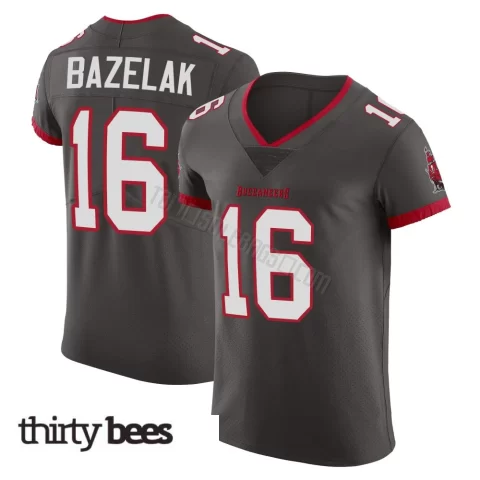 Connor Bazelak ＃16 Tampa Bay Buccaneers Men's Elite Pewter Alternate Vapor Jersey