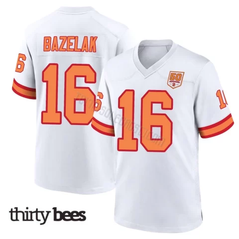 Connor Bazelak ＃16 Tampa Bay Buccaneers Youth Game White '76 50th Season Jersey