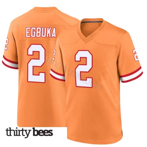 Emeka Egbuka ＃2 Tampa Bay Buccaneers Men's Game Orange Throwback Jersey