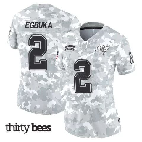 Emeka Egbuka ＃2 Tampa Bay Buccaneers Women's Limited Arctic Camo 2024 Salute to Service Jersey