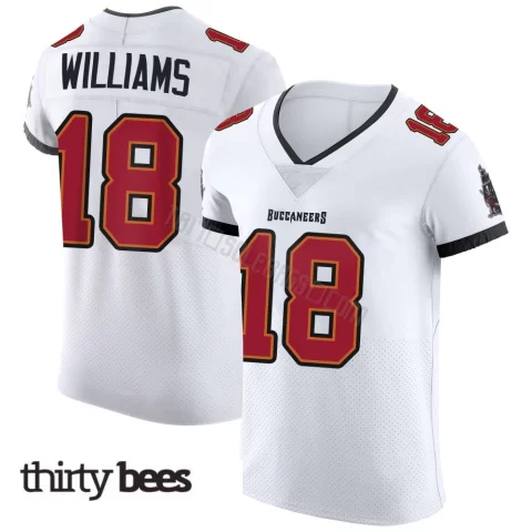 Josh Williams ＃18 Tampa Bay Buccaneers Men's Elite White Vapor Jersey