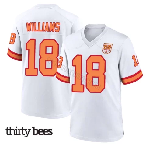 Josh Williams ＃18 Tampa Bay Buccaneers Men's Game White '76 50th Season Jersey