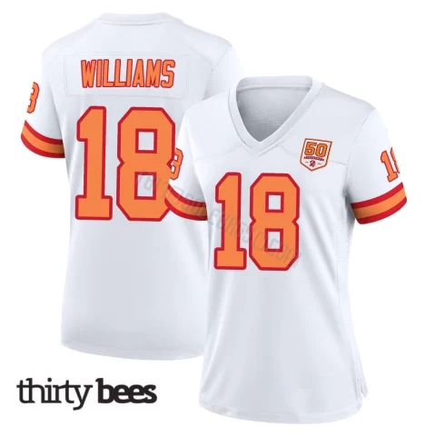 Josh Williams ＃18 Tampa Bay Buccaneers Women's Game White '76 50th Season Jersey