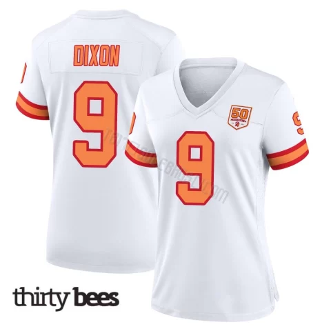 Riley Dixon ＃9 Tampa Bay Buccaneers Women's Game White '76 50th Season Jersey