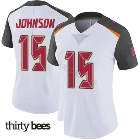 Tez Johnson ＃15 Tampa Bay Buccaneers Women's Limited White Vapor Untouchable Jersey