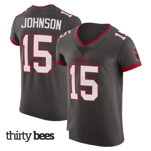 Tez Johnson ＃15 Tampa Bay Buccaneers Men's Elite Pewter Alternate Vapor Jersey