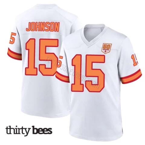Tez Johnson ＃15 Tampa Bay Buccaneers Youth Game White '76 50th Season Jersey