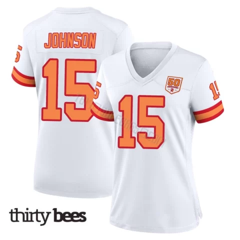 Tez Johnson ＃15 Tampa Bay Buccaneers Women's Game White '76 50th Season Jersey