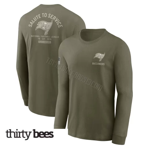 Tampa Bay Buccaneers Men's Olive 2025 Salute to Service Sideline Long Sleeve T-Shirt