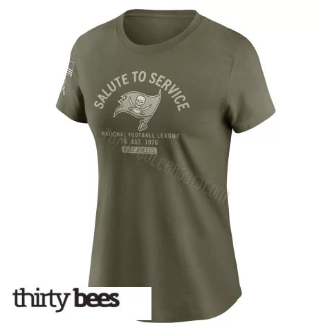 Tampa Bay Buccaneers Women's Olive 2025 Salute to Service Sideline T-Shirt