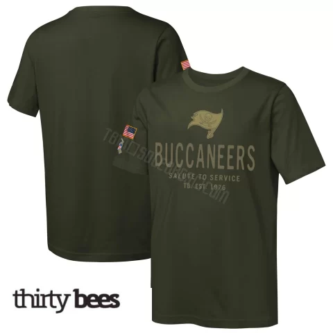 Tampa Bay Buccaneers Youth Olive 2025 Salute to Service Sideline T-Shirt