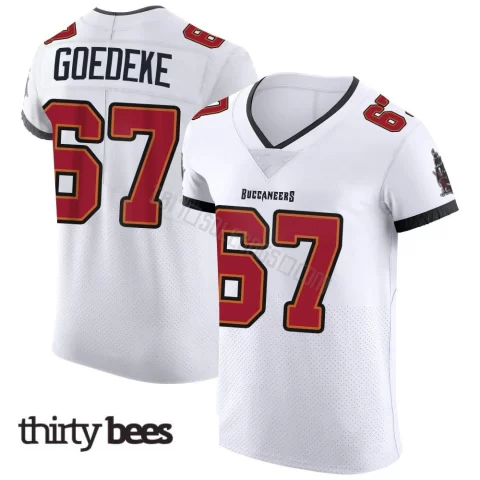Luke Goedeke ＃67 Tampa Bay Buccaneers Men's Elite White Vapor Jersey