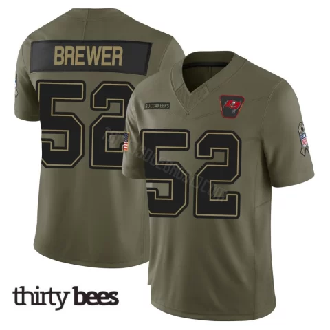 C.J. Brewer ＃52 Tampa Bay Buccaneers Youth Limited Olive 2025 Salute to Service Jersey