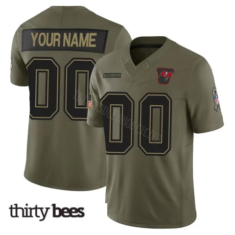 Custom ＃00 Tampa Bay Buccaneers Youth Limited Olive 2025 Salute to Service Jersey