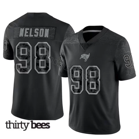 Anthony Nelson ＃98 Tampa Bay Buccaneers Men's Limited Black Reflective Jersey