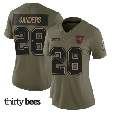 Shilo Sanders ＃28 Tampa Bay Buccaneers Women's Limited Olive 2025 Salute to Service Jersey