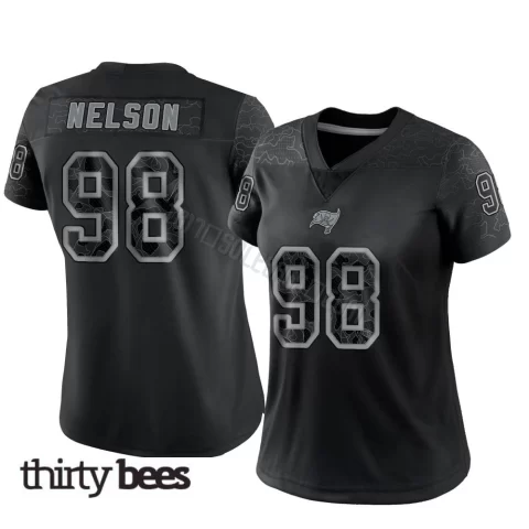 Anthony Nelson ＃98 Tampa Bay Buccaneers Women's Limited Black Reflective Jersey