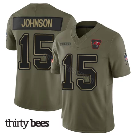 Tez Johnson ＃15 Tampa Bay Buccaneers Men's Limited Olive 2025 Salute to Service Jersey