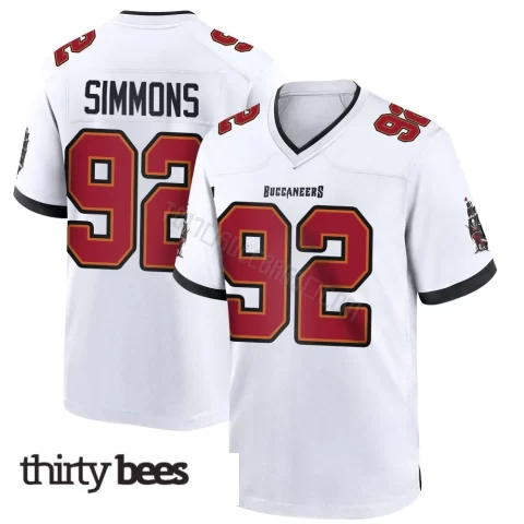 Elijah Simmons ＃92 Tampa Bay Buccaneers Youth Game White Jersey