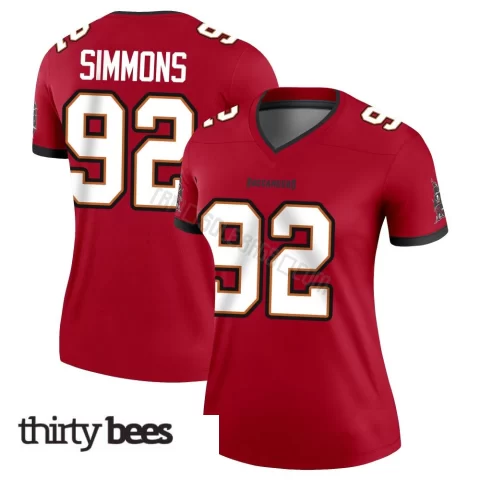 Elijah Simmons ＃92 Tampa Bay Buccaneers Women's Legend Red Jersey