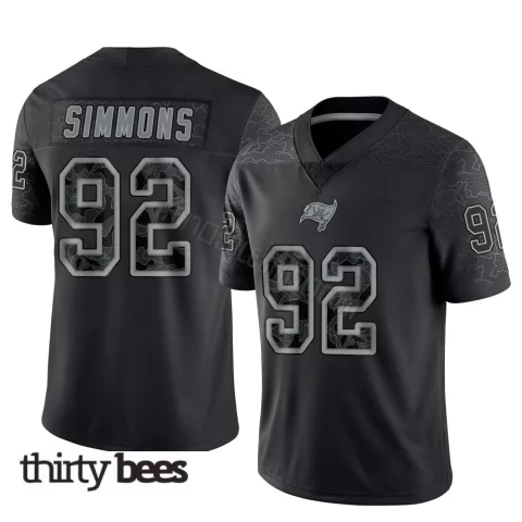 Elijah Simmons ＃92 Tampa Bay Buccaneers Youth Limited Black Reflective Jersey