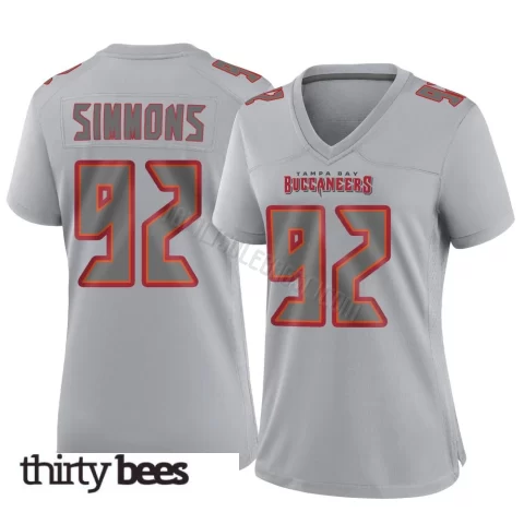 Elijah Simmons ＃92 Tampa Bay Buccaneers Women's Game Gray Atmosphere Fashion Jersey