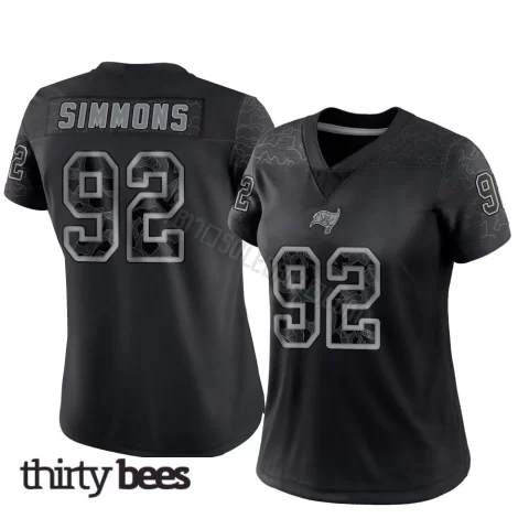 Elijah Simmons ＃92 Tampa Bay Buccaneers Women's Limited Black Reflective Jersey
