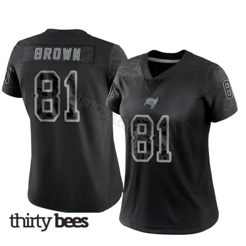 Antonio Brown ＃81 Tampa Bay Buccaneers Women's Limited Black Reflective Jersey