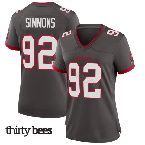 Elijah Simmons ＃92 Tampa Bay Buccaneers Women's Game Pewter Alternate Jersey