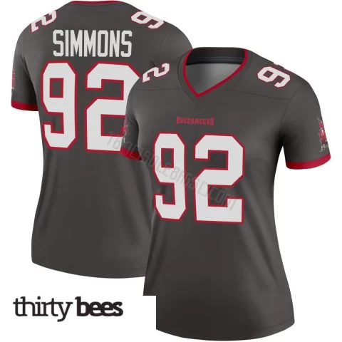 Elijah Simmons ＃92 Tampa Bay Buccaneers Women's Legend Pewter Alternate Jersey
