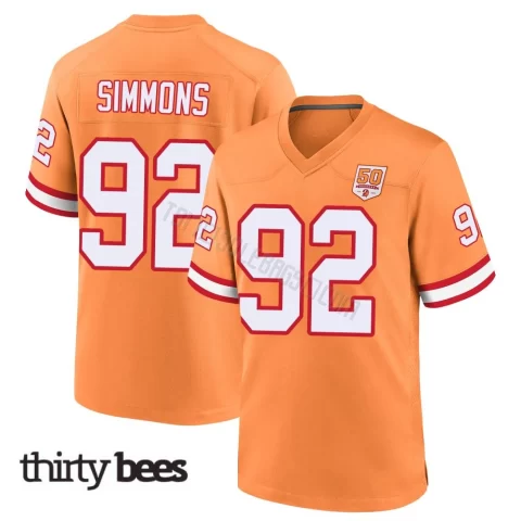 Elijah Simmons ＃92 Tampa Bay Buccaneers Youth Game Cream sicle 50th Season Jersey