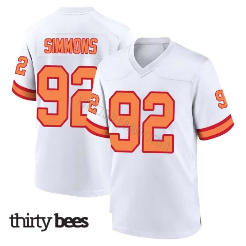 Elijah Simmons ＃92 Tampa Bay Buccaneers Youth Game White '76 Jersey