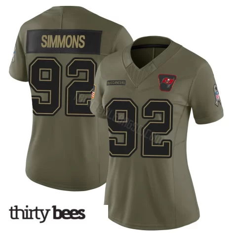 Elijah Simmons ＃92 Tampa Bay Buccaneers Women's Limited Olive 2025 Salute to Service Jersey