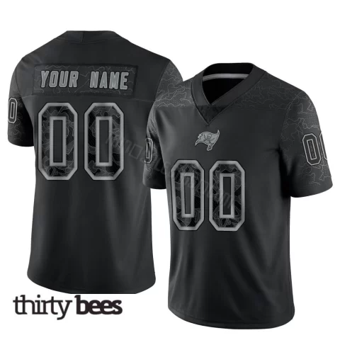 Custom ＃00 Tampa Bay Buccaneers Men's Limited Black Reflective Jersey