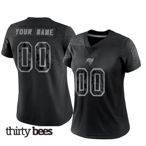 Custom ＃00 Tampa Bay Buccaneers Women's Limited Black Reflective Jersey