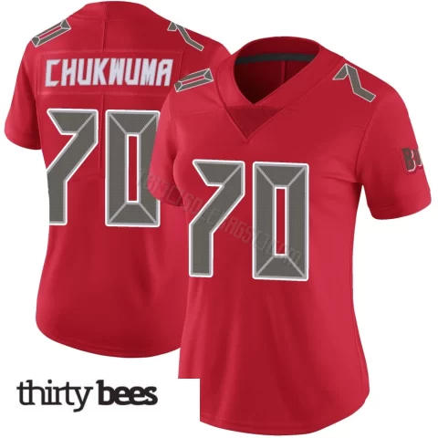 Benjamin Chukwuma ＃70 Tampa Bay Buccaneers Women's Limited Red Color Rush Jersey