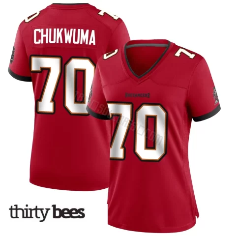 Benjamin Chukwuma ＃70 Tampa Bay Buccaneers Women's Game Red Team Color Jersey