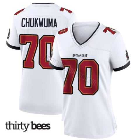 Benjamin Chukwuma ＃70 Tampa Bay Buccaneers Women's Game White Jersey