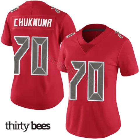 Benjamin Chukwuma ＃70 Tampa Bay Buccaneers Women's Limited Red Team Color Vapor Untouchable Jersey